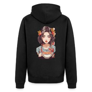 Rétro Japon Ramen Popart Esthétique Food Design - Veste à capuche bio Premium Unisexe - noir - Dos - Nico (187cm)