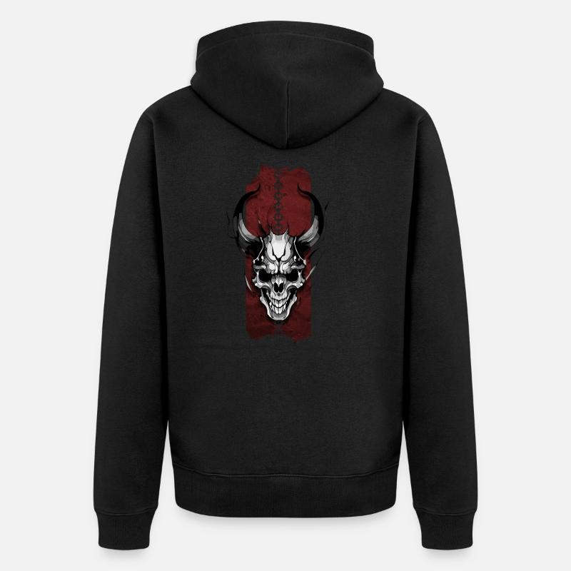Griff des Dämons: Finsterer Schädel - Unisex Premium Bio Zip Hoodie - Schwarz