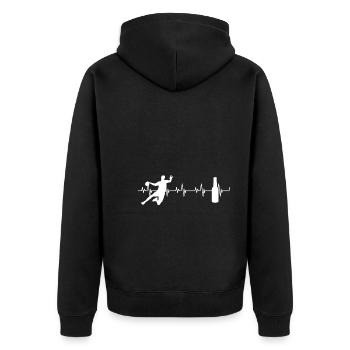 Stolzer Handball Papa Bier lustiges Geschenk Vater - Unisex Premium Bio Zip Hoodie - Schwarz - Hinten - Nico (187cm)
