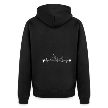 Aviation Airplane Heartbeat - Unisex Premium Bio Zip Hoodie - Schwarz - Hinten - Nico (187cm)