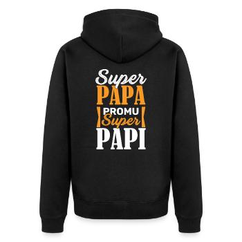 Promu super papi grossesse grands parents drole - Veste à capuche bio Premium Unisexe - noir - Dos - Nico (187cm)