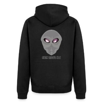 Alien Leaque Nr.1 - Unisex Premium Bio Zip Hoodie - Schwarz - Hinten - Nico (187cm)