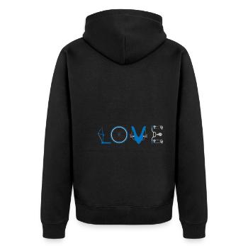 Love Bicycle Cyclist - Unisex Premium Bio Zip Hoodie - Schwarz - Hinten - Nico (187cm)