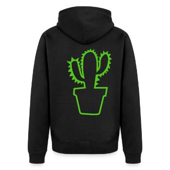 Kaktus Strauch Kakteen Stachelig Garten Gärtner - Unisex Premium Bio Zip Hoodie - Schwarz - Hinten - Nico (187cm)