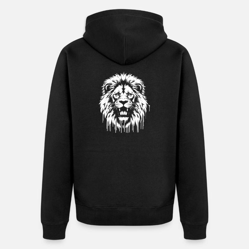 Lion en graffiti - Veste à capuche bio Premium Unisexe - noir