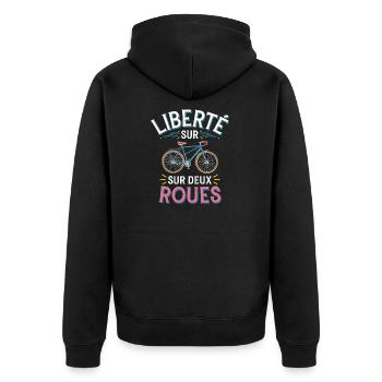 Liberté sur deux roues - Veste à capuche bio Premium Unisexe - noir - Dos - Nico (187cm)