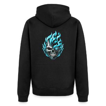 Crâne de flamme cyberpunk - Veste à capuche bio Premium Unisexe - noir - Dos - Nico (187cm)