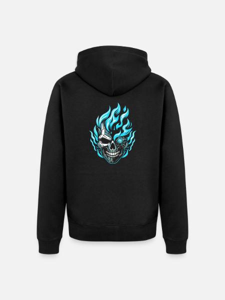 Cyberpunk Flame Skull - Unisex Premium Organic Zip Hoodie - black