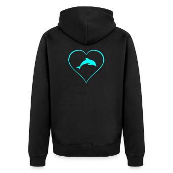 Delphin - Unisex Premium Bio Zip Hoodie - Schwarz - Hinten - Nico (187cm)