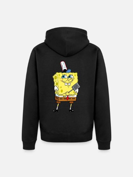 SpongeBob SquarePants SpongeBob Loves His Spatula - Unisex Premium Organic Zip Hoodie - black