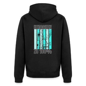 Herrchen für ein Hunde oder Hunde Gassi - Unisex Premium Bio Zip Hoodie - Schwarz - Hinten - Nico (187cm)