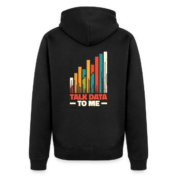 Talk Data To Me - Lustiges Datenanalysten Geschenk - Unisex Premium Bio Zip Hoodie - Schwarz - Hinten - Nico (187cm)