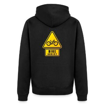 BIKE ADDICT - Unisex Premium Organic Zip Hoodie - black - Back - Nico (187cm)