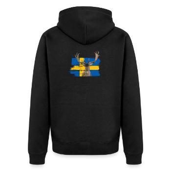 Schweden Elch - Unisex Premium Bio Zip Hoodie - Schwarz - Hinten - Nico (187cm)
