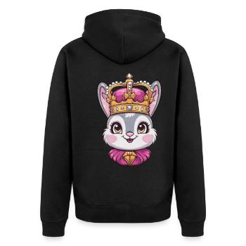 Süßer Hase mit Krone - Unisex Premium Bio Zip Hoodie - Schwarz - Hinten - Nico (187cm)