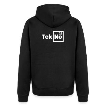 tekno 23 - Unisex Premium Bio Zip Hoodie - Schwarz - Hinten - Nico (187cm)