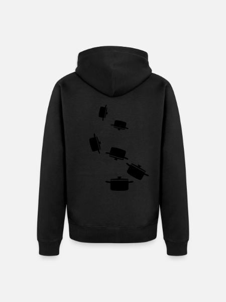 cooking pot symbol - Unisex Premium Organic Zip Hoodie - black