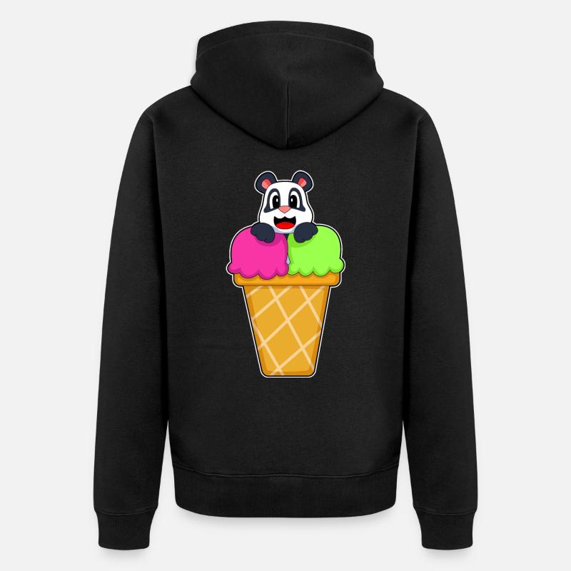 Crème glacée Panda Waffle - Veste à capuche bio Premium Unisexe - noir