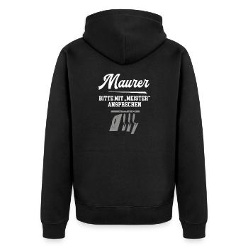 Maurer Meister Chef Arbeitgeber Vorgesetzter Bau - Unisex Premium Bio Zip Hoodie - Schwarz - Hinten - Nico (187cm)