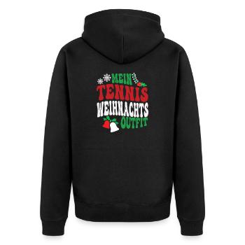 Tennis Weihnachten Outfit Tennisspieler XMAS - Unisex Premium Bio Zip Hoodie - Schwarz - Hinten - Nico (187cm)