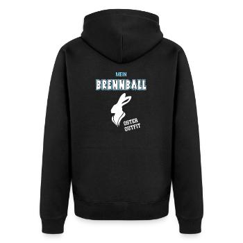 Brennball Oster Outfit Brennballspieler Ostern - Unisex Premium Bio Zip Hoodie - Schwarz - Hinten - Nico (187cm)