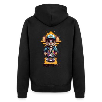 DJ Ratte - Unisex Premium Bio Zip Hoodie - Schwarz - Hinten - Nico (187cm)