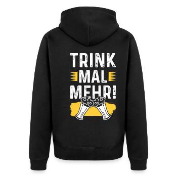 bier lustiger spruch - Unisex Premium Bio Zip Hoodie - Schwarz - Hinten - Nico (187cm)