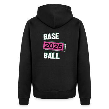 Baseball Baseballerin Team Turnier Mannschaft 2025 - Unisex Premium Bio Zip Hoodie - Schwarz - Hinten - Nico (187cm)