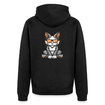 Cat Cool Comic - Unisex Premium Organic Zip Hoodie - black - Back - Nico (187cm)