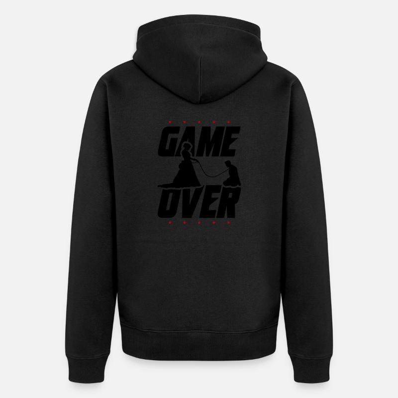 Game Over Mariage des mariés - Veste à capuche bio Premium Unisexe - noir