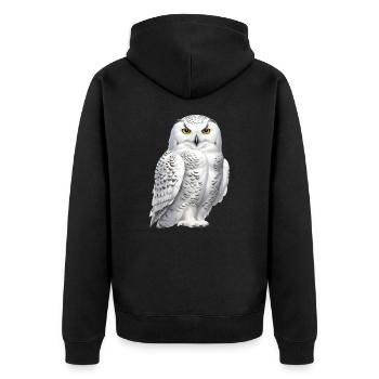 Snowy Owl - Unisex Premium Organic Zip Hoodie - black - Back - Nico (187cm)