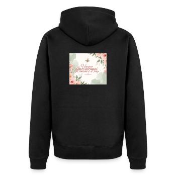 Frohes Aquarell zum Internationalen Frauentag - Unisex Premium Bio Zip Hoodie - Schwarz - Hinten - Nico (187cm)