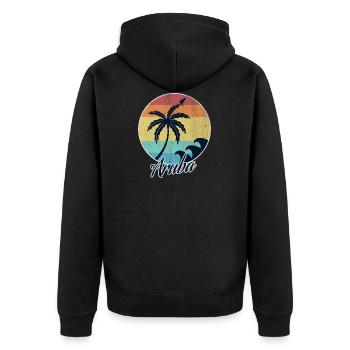 aruba - Unisex Premium Organic Zip Hoodie - black - Back - Nico (187cm)