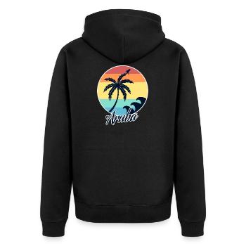 aruba - Unisex Premium Organic Zip Hoodie - black - Back - Nico (187cm)