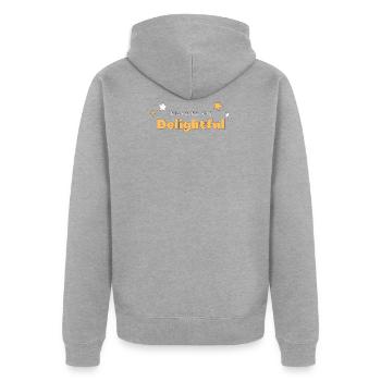 Behinderte und herrlich - Unisex Premium Bio Zip Hoodie - Grau meliert - Hinten - Nico (187cm)