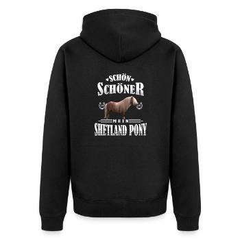 Schön Schöner Mein Shetland Pony - Unisex Premium Bio Zip Hoodie - Schwarz - Hinten - Nico (187cm)