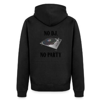 No DJ No Party Retro Plattenspieler - Unisex Premium Bio Zip Hoodie - Schwarz - Hinten - Nico (187cm)