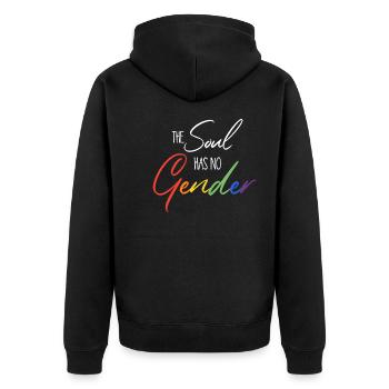 The soul has no gender - LGBTIQ Gay Pride Queer - Unisex Premium Bio Zip Hoodie - Schwarz - Hinten - Nico (187cm)