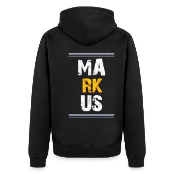 Markus Vorname - Unisex Premium Bio Zip Hoodie - Schwarz - Hinten - Nico (187cm)