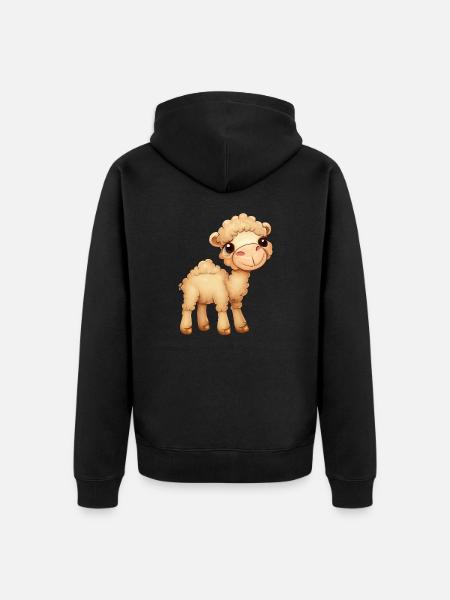 Fluffy cute dromedary - Unisex Premium Organic Zip Hoodie - black