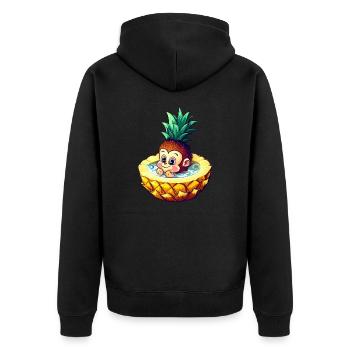 Monkey and pineapple: summer bathing fun design - Unisex Premium Organic Zip Hoodie - black - Back - Nico (187cm)