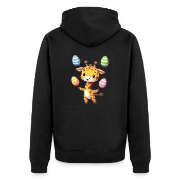 Girafe de Pâques jonglant avec les œufs, Motif artistique - Veste à capuche bio Premium Unisexe - noir - Dos - Nico (187cm)
