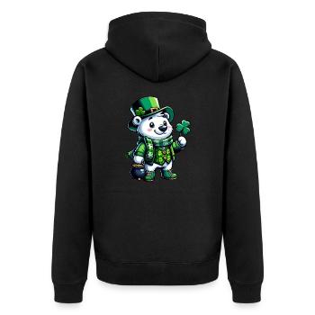 St. Patrick's Polar Bear Cartoon Design - Unisex Premium Organic Zip Hoodie - black - Back - Nico (187cm)