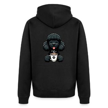 Poodle with coffee for early risers - Unisex Premium Organic Zip Hoodie - black - Back - Nico (187cm)