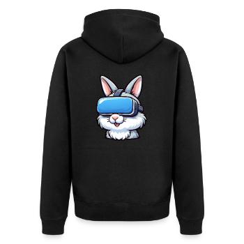 VR Gamer Bunny: Digital Game Adventure - Unisex Premium Organic Zip Hoodie - black - Back - Nico (187cm)