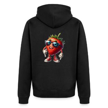 Cool Strawberry Summer Sun Fruity Fruit - Unisex Premium Organic Zip Hoodie - black - Back - Nico (187cm)