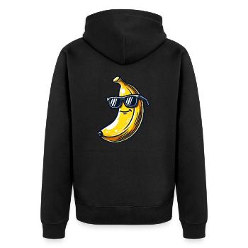 Coole Banane Obst Sommer Sonnenbrille Fruchtig - Unisex Premium Bio Zip Hoodie - Schwarz - Hinten - Nico (187cm)