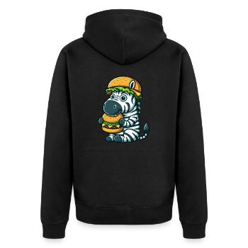 Hamburger zébré fantaisiste Cheeseburger - Veste à capuche bio Premium Unisexe - noir - Dos - Nico (187cm)