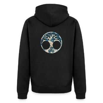 yggdrasil e 242 - Unisex Premium Bio Zip Hoodie - Schwarz - Hinten - Nico (187cm)