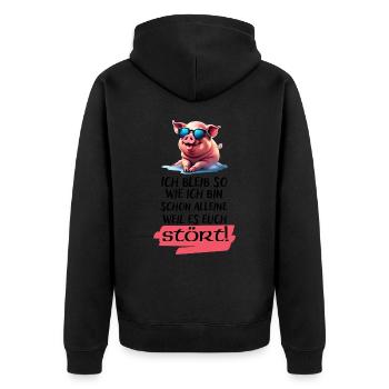 Je reste comme je dis une déclaration drôle - Veste à capuche bio Premium Unisexe - noir - Dos - Nico (187cm)